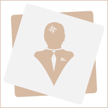 Siluet vektör çizim pusula gül işaretiyle insan kafasından