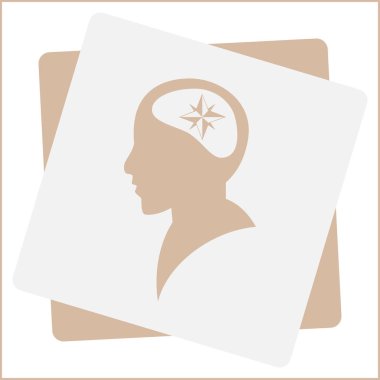 Siluet vektör çizim pusula gül işaretiyle insan kafasından