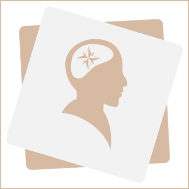 Siluet vektör çizim pusula gül işaretiyle insan kafasından