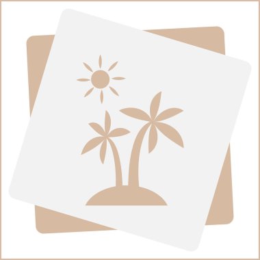 Palmiye ağaçları siluet adada. Vektör çizim