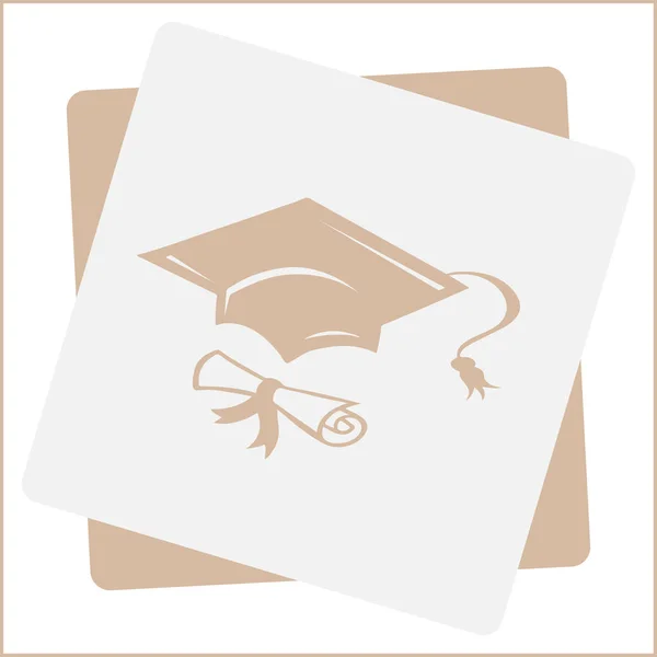 Casquette graduée et rouleau de diplôme avec timbre. Terminer le concept d'éducation. Illustration vectorielle de style plat — Image vectorielle