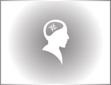 Siluet vektör çizim pusula gül işaretiyle insan kafasından