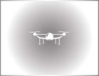 uçan quadcopter dron logosu, izole vektör çizim