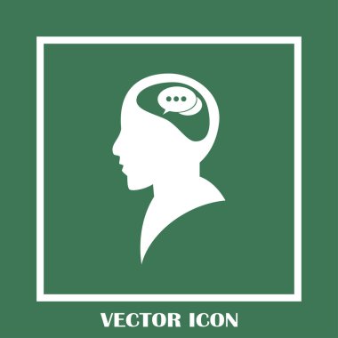 Bir kafa ile konuşma balonu silüeti. Bir kafa ile konuşma balonu vektör çizim silueti. Siluet konuşma balonu vektör konsepti ile baş. Siluet vektör görüntü ile bir adam kafa
