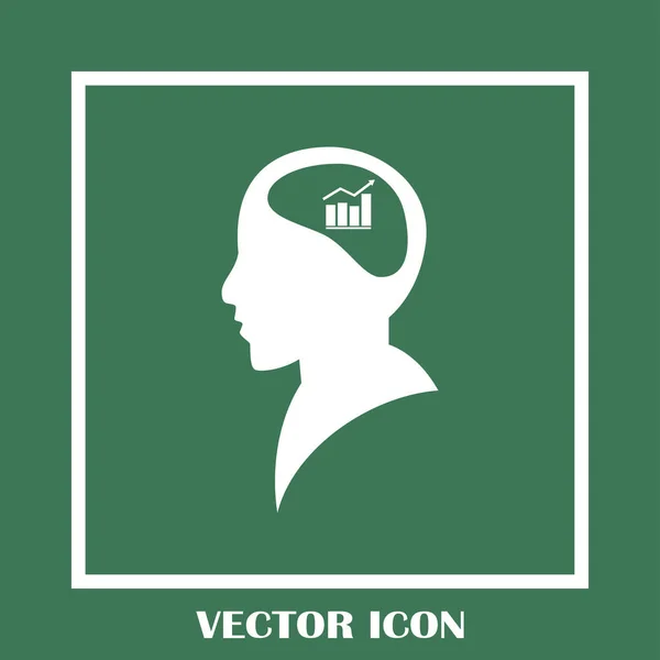 Geschäftsmann und wachsende Diagramm-Silhouetten. menschlicher Kopf und Diagramm-Symbol. Geschäftskonzept — Stockvektor