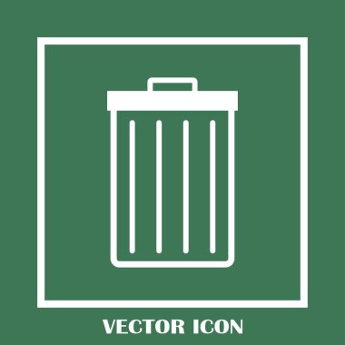 Çöp çöp kutusu simgesini izole. Vektör çizim. Düz style.waste kağıt basket. Atık kutusu. Çöp kutusu. Çöp sepeti. Çöp sepeti.