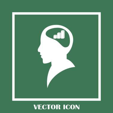 İş adamı ve büyüyen diyagramı siluetleri. insan baş ve grafik simgesi. İş kavramı