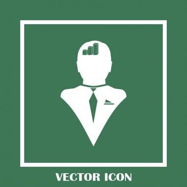 İş adamı ve büyüyen diyagramı siluetleri. insan baş ve grafik simgesi. İş kavramı