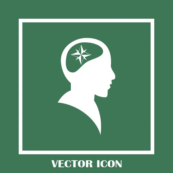 Голова человека в силуэте со знаком розы компаса, векторная иллюстрация — стоковый вектор