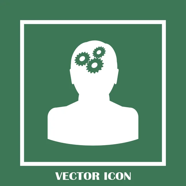 Engranajes en la cabeza del hombre icono — Vector de stock