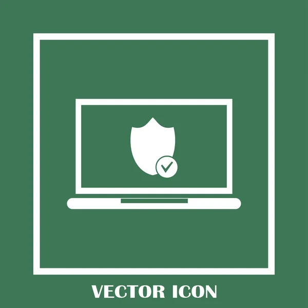 Notebook with shield. Laptop protection vector icon. — Stock Vector