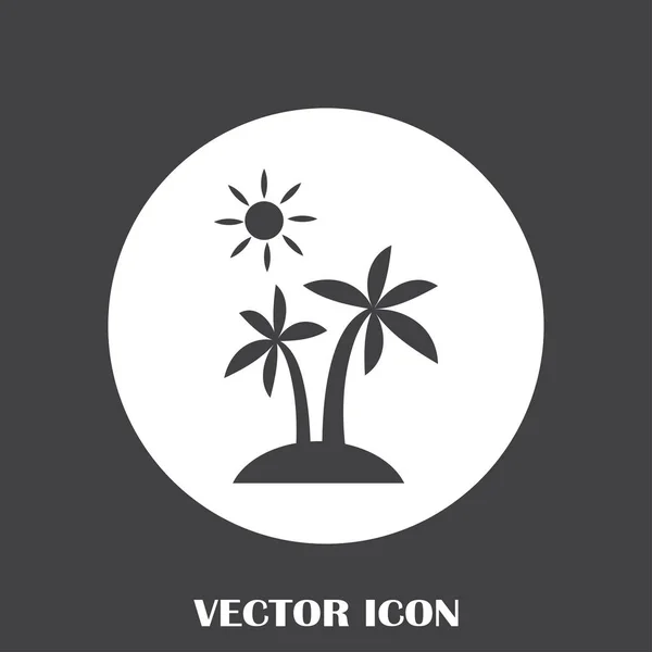 Siluet pohon palem di pulau. Ilustrasi vektor - Stok Vektor