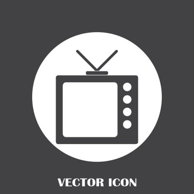 Trendy düz tarzı TV simgesi. Web sitesi tasarımı, logo, app, kullanıcı arabirimi için televizyon sembolü. Vektör çizim, Eps10.