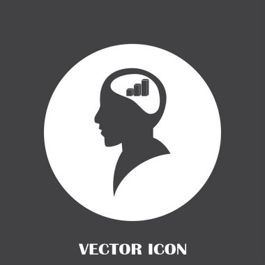 İş adamı ve büyüyen diyagramı siluetleri. insan baş ve grafik simgesi. İş kavramı