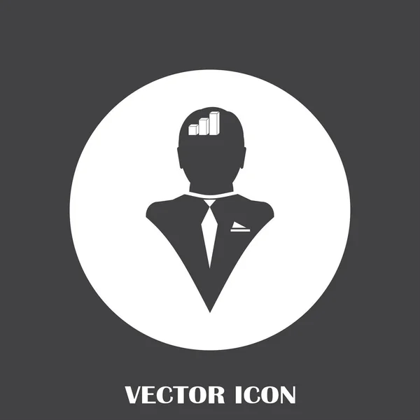 Hombre de negocios y siluetas de diagrama creciente. cabeza humana e icono gráfico. Concepto empresarial — Vector de stock