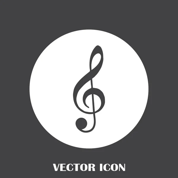 Música plana icono treblekey — Vector de stock