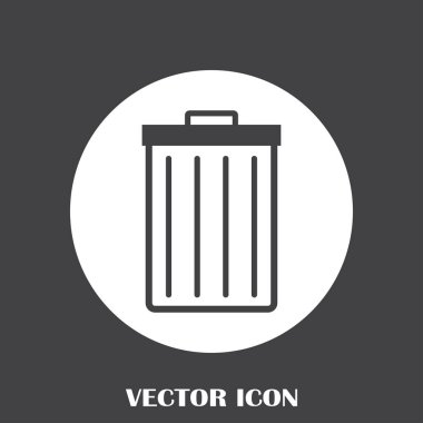Çöp çöp kutusu simgesini izole. Vektör çizim. Düz style.waste kağıt basket. Atık kutusu. Çöp kutusu. Çöp sepeti. Çöp sepeti. Temizleyin. Simge temizlik. Depo gözü vektör. Çöp işareti