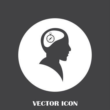 Siluet vektör çizim pusula gül işaretiyle insan kafasından