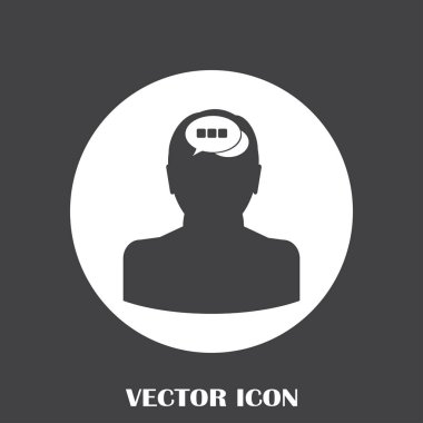 Bir kafa ile konuşma balonu silüeti. Bir kafa ile konuşma balonu vektör çizim silueti. Siluet konuşma balonu vektör konsepti ile baş. Siluet vektör görüntü ile bir adam kafa