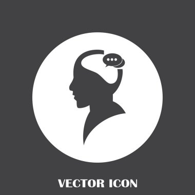 Bir kafa ile konuşma balonu silüeti. Bir kafa ile konuşma balonu vektör çizim silueti. Siluet konuşma balonu vektör konsepti ile baş. Siluet vektör görüntü ile bir adam kafa