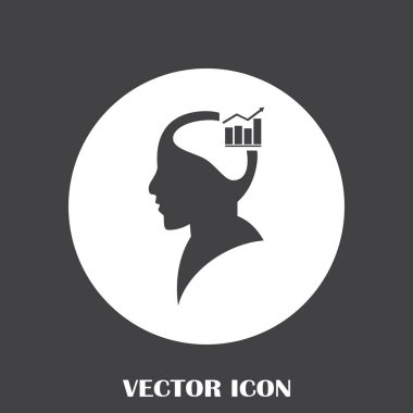 İş adamı ve büyüyen diyagramı siluetleri. insan baş ve grafik simgesi. İş kavramı