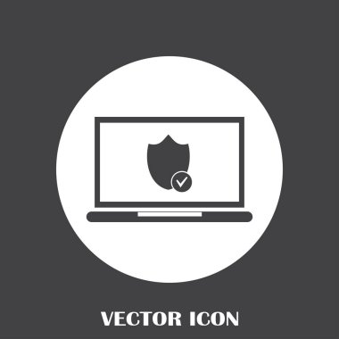 Not Defteri ile kalkan. Dizüstü bilgisayar koruma vektör simgesi.