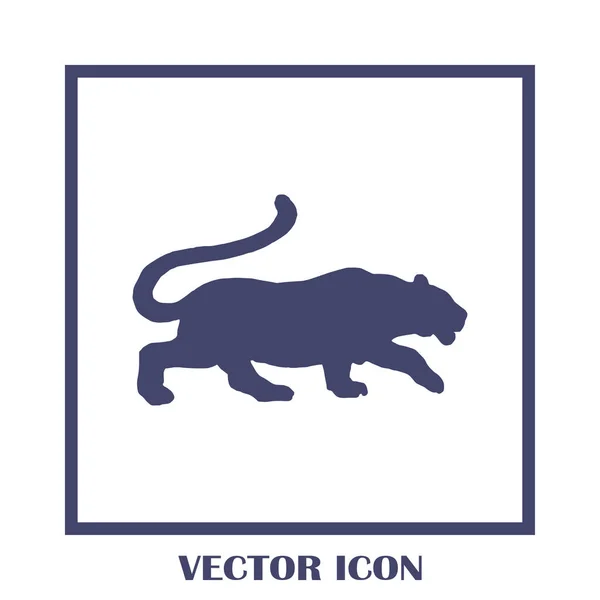 Silueta de tigre, icono del vector — Vector de stock