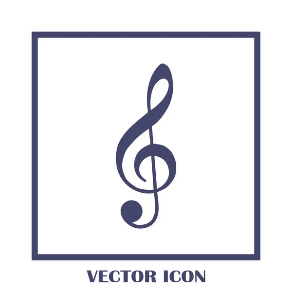 Flat music treblekey icon — Stock Vector