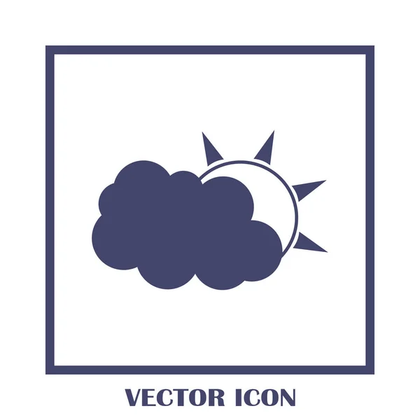 Ícone da linha do tempo. sol atrás da nuvem com chuva — Vetor de Stock