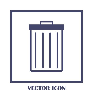 Çöp çöp kutusu simgesini izole. Vektör çizim. Düz style.waste kağıt basket. Atık kutusu. Çöp kutusu. Çöp sepeti. Çöp sepeti.