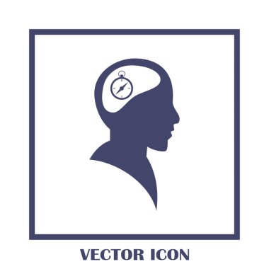 Siluet vektör çizim pusula gül işaretiyle insan kafasından