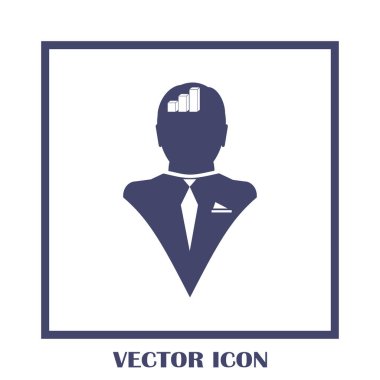 İş adamı ve büyüyen diyagramı siluetleri. insan baş ve grafik simgesi. İş kavramı