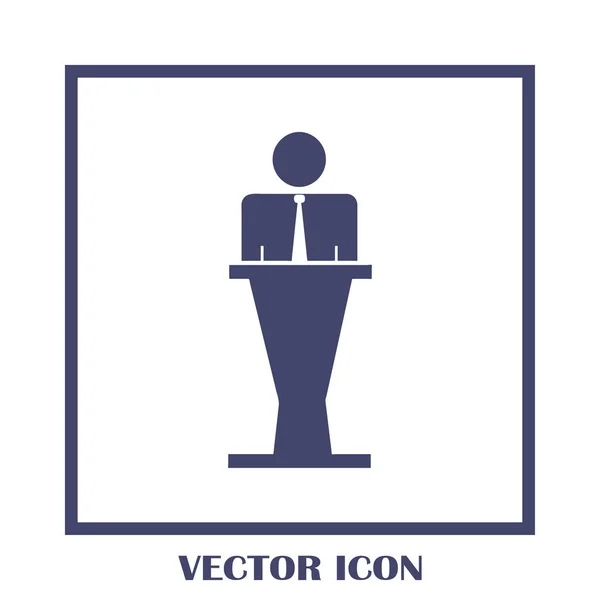 Speaker vector icon. Orator speaking from tribune illustration. — Stock Vector