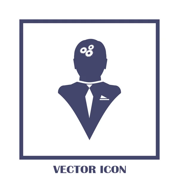 Engranajes en la cabeza del hombre icono — Vector de stock