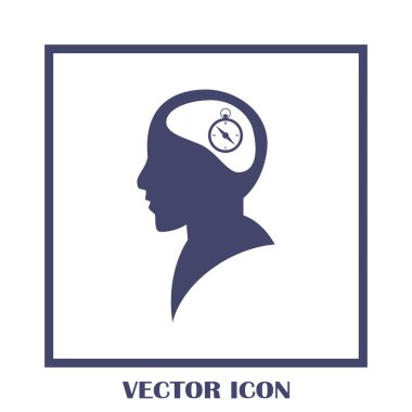 Siluet vektör çizim pusula gül işaretiyle insan kafasından