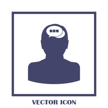 Bir kafa ile konuşma balonu silüeti. Bir kafa ile konuşma balonu vektör çizim silueti. Siluet konuşma balonu vektör konsepti ile baş. Siluet vektör görüntü ile bir adam kafa