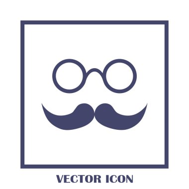Bıyık ve gözlük vektör simgesi.