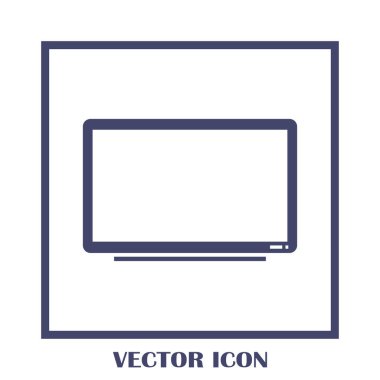 Trendy düz tarzı TV simgesi. Web sitesi tasarımı, logo, app, kullanıcı arabirimi için televizyon sembolü. Vektör çizim, Eps10.