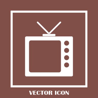 Trendy düz tarzı TV simgesi. Web sitesi tasarımı, logo, app, kullanıcı arabirimi için televizyon sembolü. Vektör çizim, Eps10.