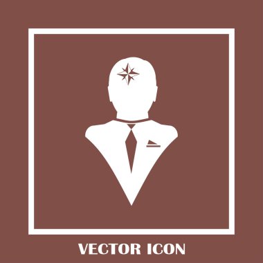 Siluet vektör çizim pusula gül işaretiyle insan kafasından