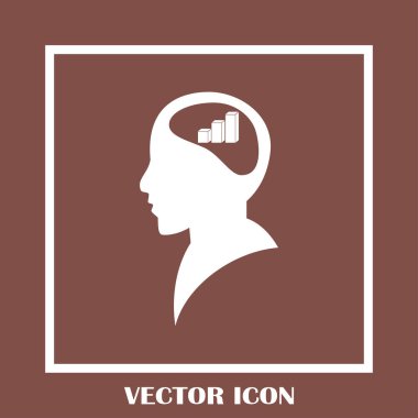 İş adamı ve büyüyen diyagramı siluetleri. insan baş ve grafik simgesi. İş kavramı