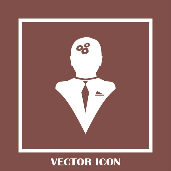 Engranajes en la cabeza del hombre icono — Vector de stock