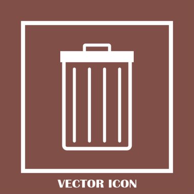 Çöp çöp kutusu simgesini izole. Vektör çizim. Düz style.waste kağıt basket. Atık kutusu. Çöp kutusu. Çöp sepeti. Çöp sepeti.