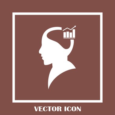 İş adamı ve büyüyen diyagramı siluetleri. insan baş ve grafik simgesi. İş kavramı