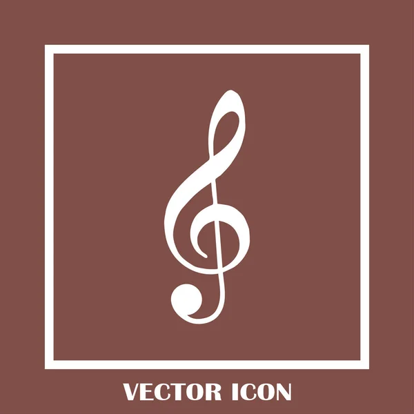 Ícone treblekey música plana — Vetor de Stock