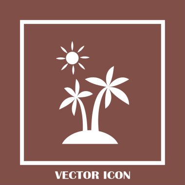 Palmiye ağaçları siluet adada. Vektör çizim