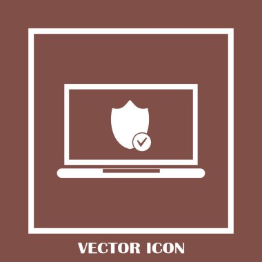 Not Defteri ile kalkan. Dizüstü bilgisayar koruma vektör simgesi.