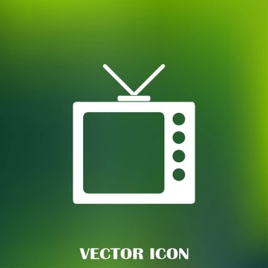 Trendy düz tarzı TV simgesi. Web sitesi tasarımı, logo, app, kullanıcı arabirimi için televizyon sembolü. Vektör çizim, Eps10.