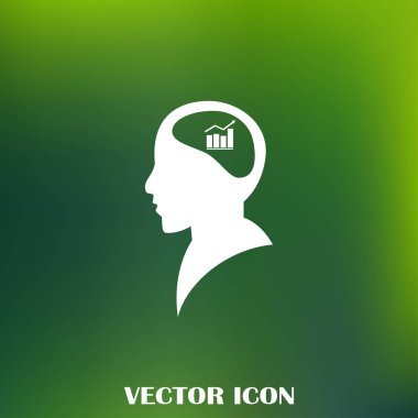 İş adamı ve büyüyen diyagramı siluetleri. insan baş ve grafik simgesi. İş kavramı