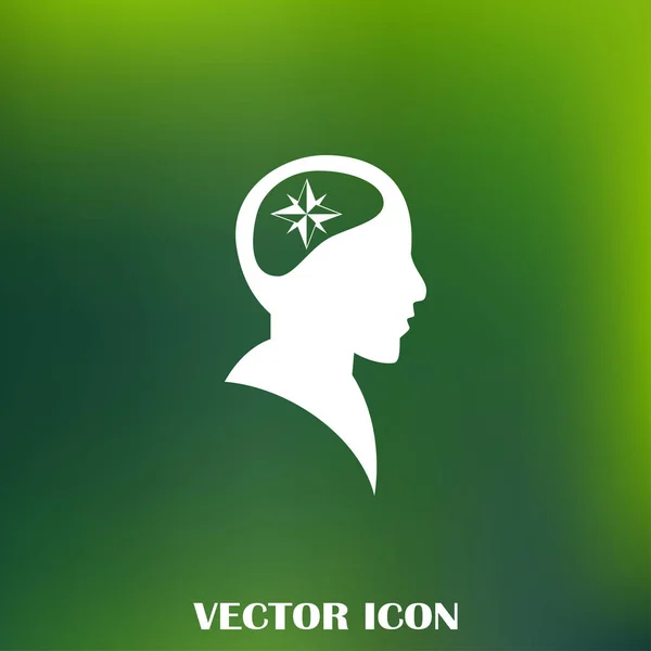 Голова человека в силуэте со знаком розы компаса, векторная иллюстрация — стоковый вектор